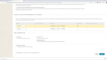 Blackboard Quiz Options and Settings