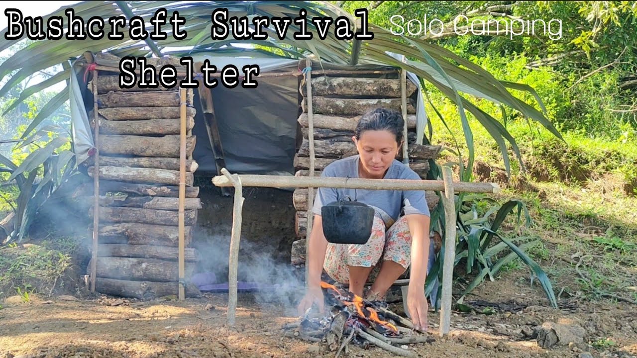 BUSHCRAFT SURVIVAL SHELTER SOLO CAMP IN THE WILD | ASMR | - YouTube