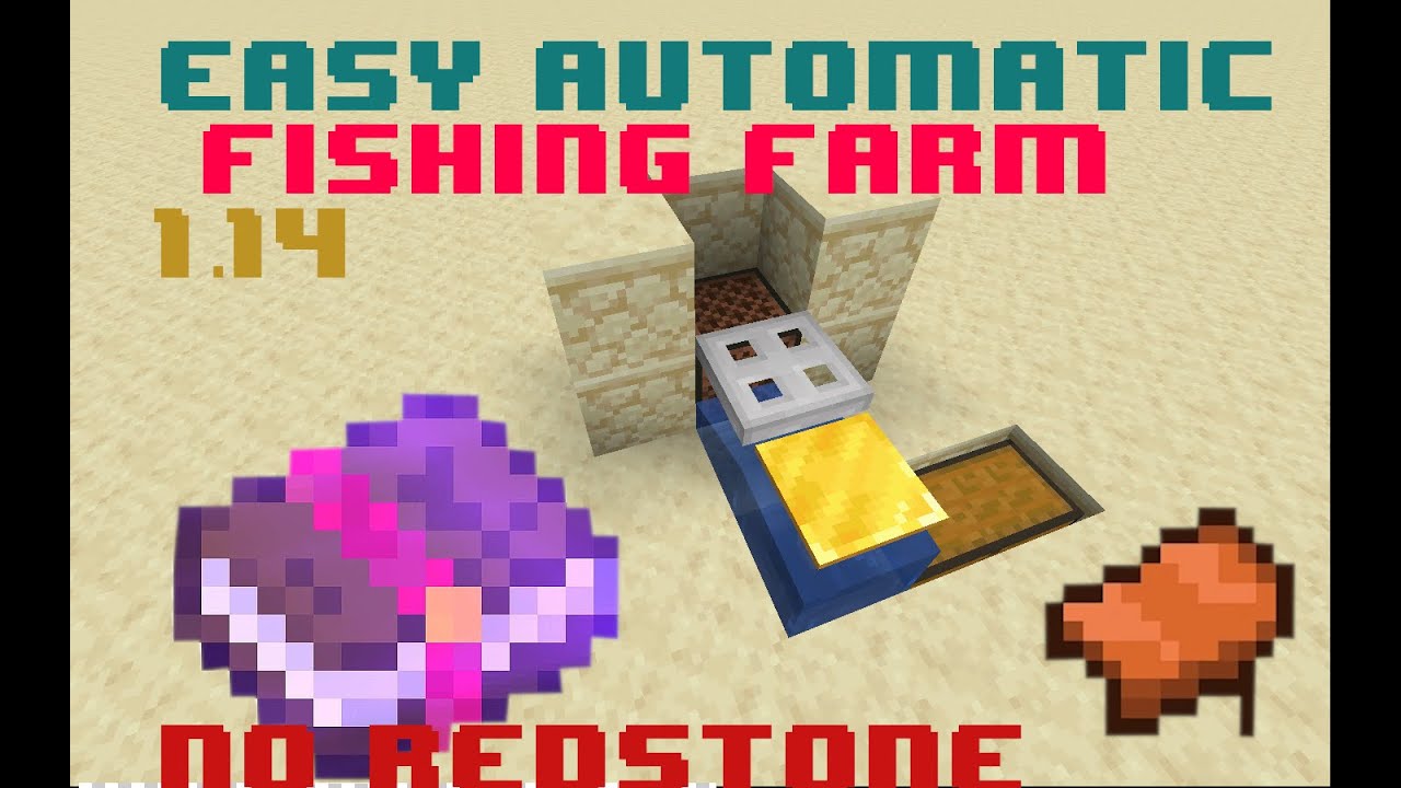 Automatic Fishing Farm EASY NO REDSTONE (Minecraft 1.14) - YouTube