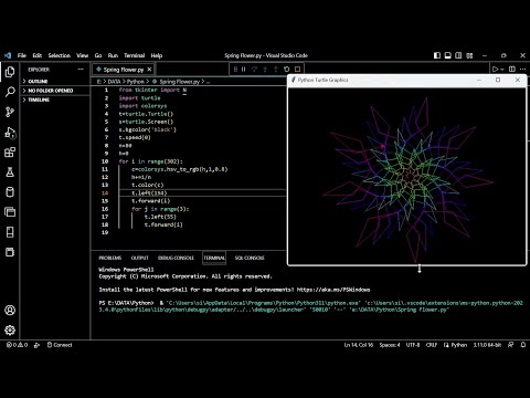 Python Turtle Animation Spring Flower 💐 Using Python animation #python #animation #shorts