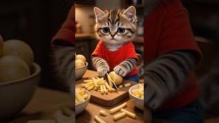 Poor Baby Cat Sells Fries for ₹20 to Help Her Mother 🥺 | Emotional Story #cat #emotional