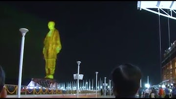 Lit up the Statue of Unity of Statesman Sardar Vallabhbhai Patel  Night Laser Show