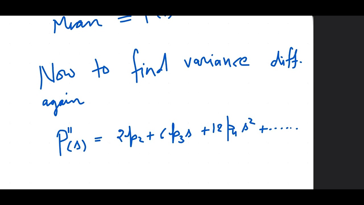 MEAN VARIANCE IN TERMS OF GENERATING FUNCTION - YouTube