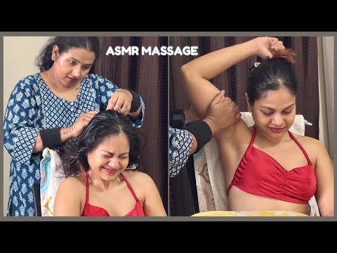 Ultimate ASMR Head Massage | Back, Shoulder, Hand Massage & Hair Combing Sounds | Indian Massage