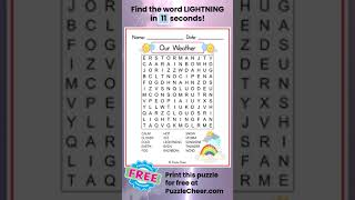 Weather Word Search-Find LIGHTNING #wordsearch #wordgames #puzzlegame #wordpuzzle #lightning