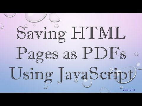 Saving HTML Pages as PDFs Using JavaScript