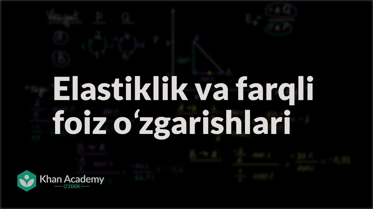 Elastiklik va farqli foiz oʻzgarishlari | Elastiklik | Mikroiqtisodiyot
