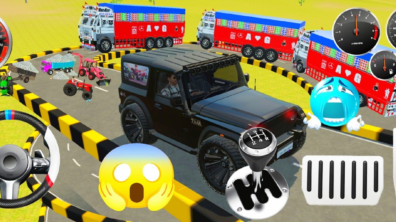 Harwaster stuck in mud tractor jcb and truck car 🚗 deriving simulator 3D 😱 indian cars games😱