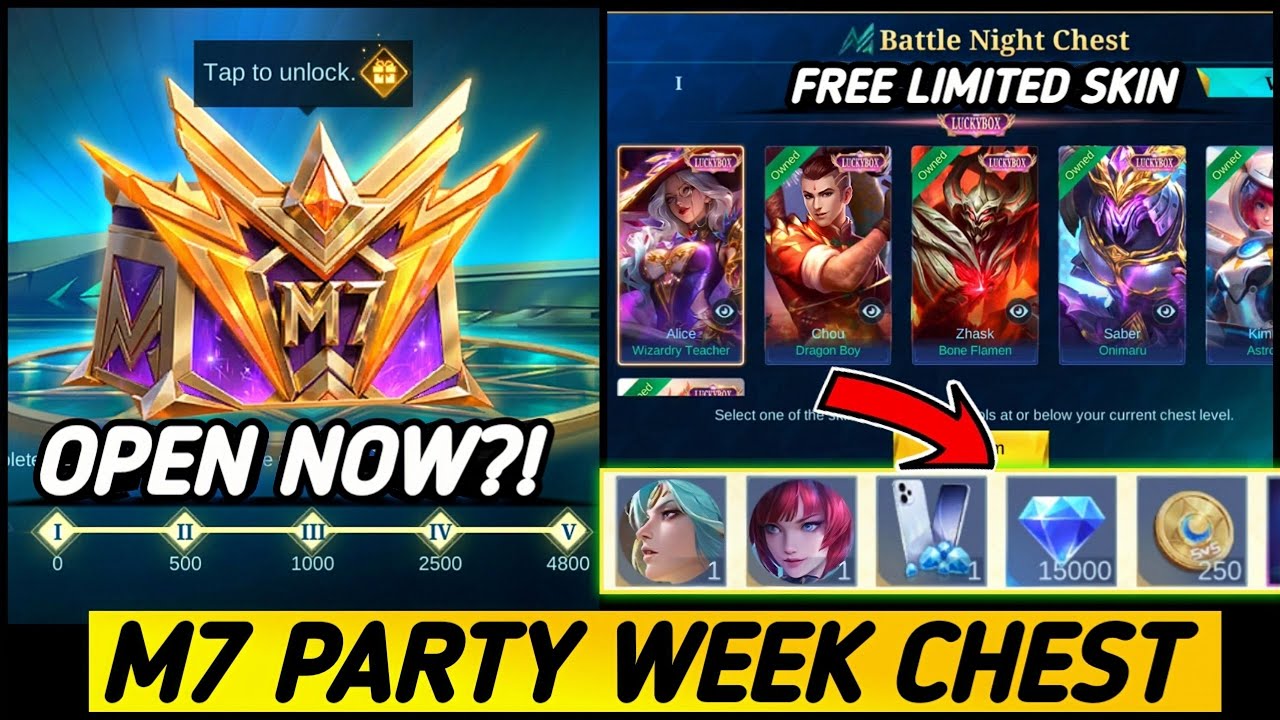 CLAIM NOW?! UNLOCK M7 PARTY WEEK CHEST FOR FREE LUCKY BOX SKIN & GOLDEN MONTH EVENT! - MLBB