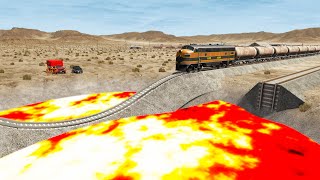 Trains vs Potholes & Deep Lava - BeamNG.Drive