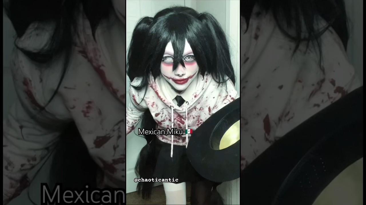 Btw I’m Mexican fyi, stole my dads hat for this ❤️ #cosplay #makeup #creepypasta #hatsunemiku