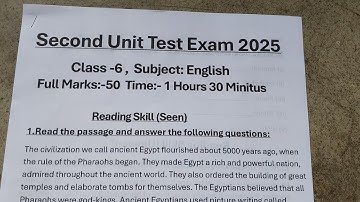 Class 6 English 2nd Unit Test Question Paper 2025 // Class 6 2nd Unit Test English 2025 Suggestion 