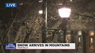 Snow arrives in Asheville
