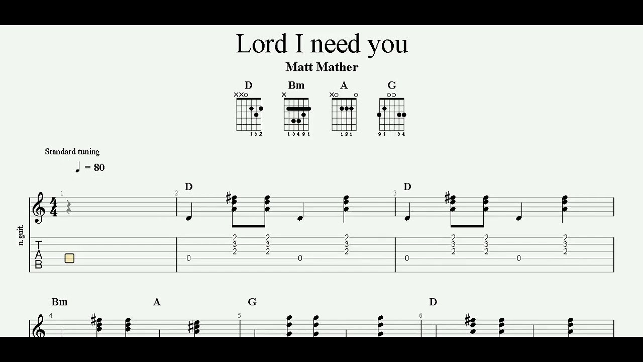 Lord I need you | Devotional Song | Worship Song | Guitar TAB | Piano ...