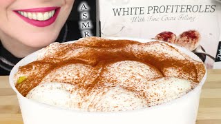 White Profiterole Puffs With Cocoa Cream Filling No Talking Asmr Mukbang - 먹방 Eating Sounds