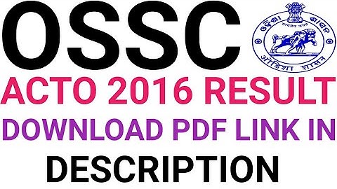 OSSC ACTO RESULT DECLARED
