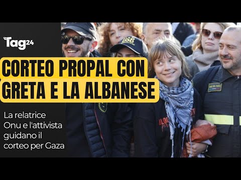 Roma, corteo proPal con Greta e Francesca Albanese