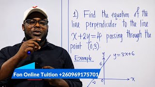 Find the Equation Perpendicular to x+2y=4 at (0,3) | Coordinate Geometry 