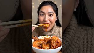 SHRIMP MUKBANG 🥵🤤 #asmr #mukbang #eating #food #mukbang #eatingsounds #shrimp #insights #shortsfeed