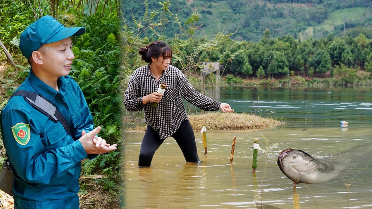 17-year-old single mother catches giant fish to sell. Kind police officer cooks delicious meal