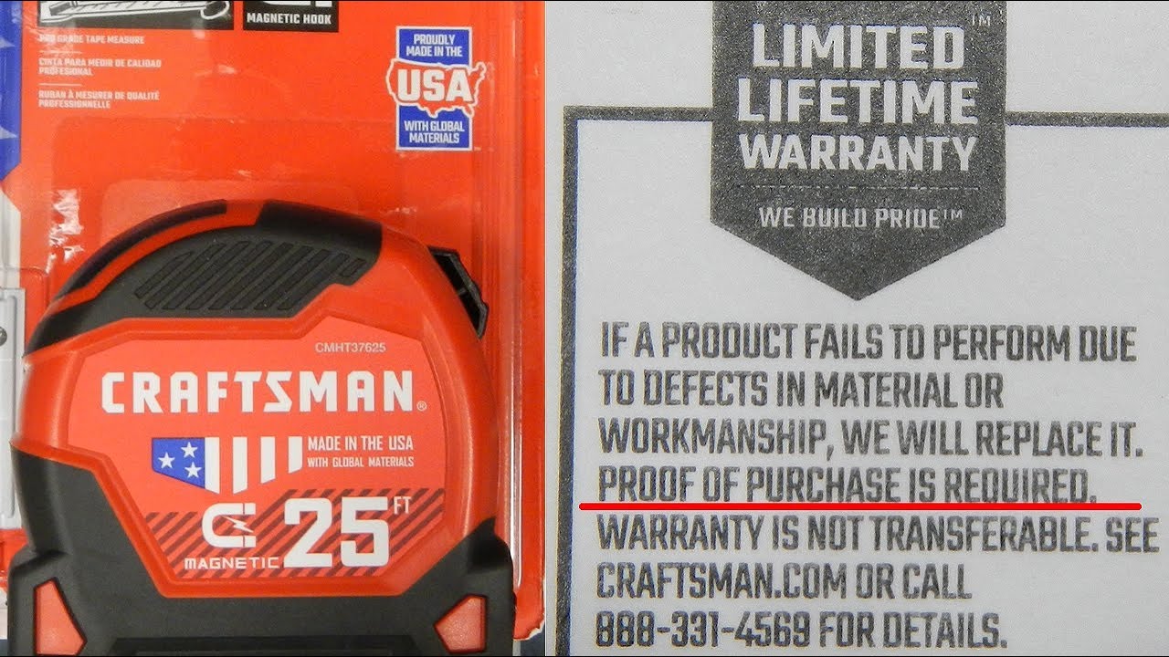 Receipt Required For Craftsman Tape Measure Warranty Youtube