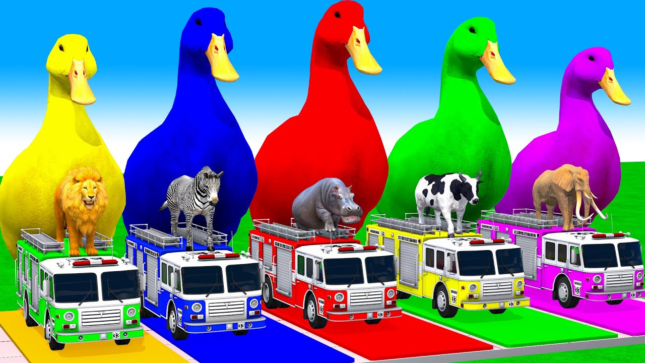 Long Slide Game With Cow Elephant Gorilla Hippopotamus Tiger 3d Animal Game Funny 3d Animals