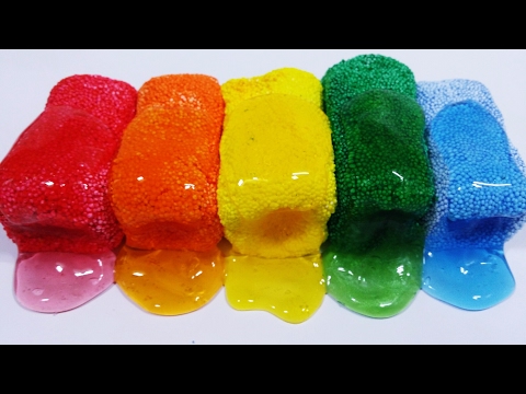 DIY How To Make Rainbow Color Foam Jelly Monster Slime For Kids