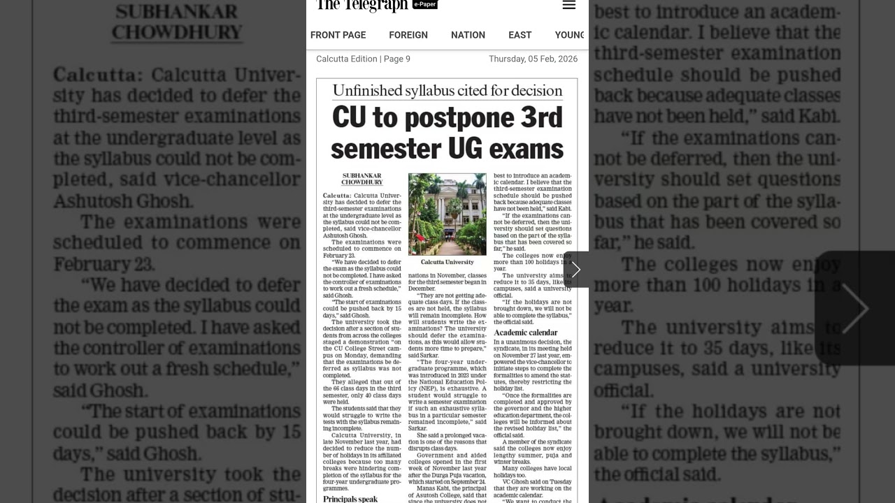 Semester 3 CCF Exam Postponed | University of Calcutta | Breaking News