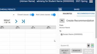 Schedule Builder - How to Send a Recommendation to a Student