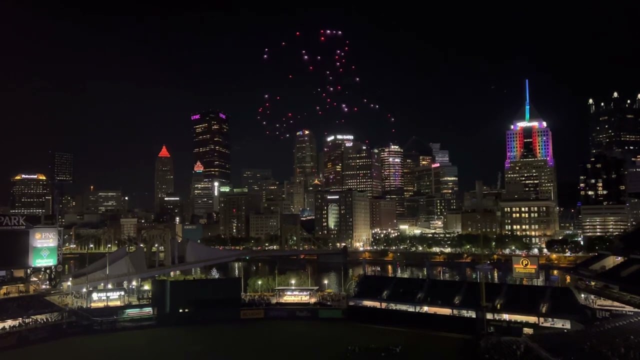 Pirates drone fireworks show over Downtown Pittsburgh YouTube