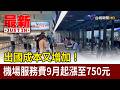 出國成本又增加！ 機場服務費9月起漲至750元【最新快訊】