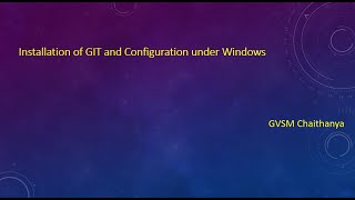 Installation and configuration of GIT under Windows