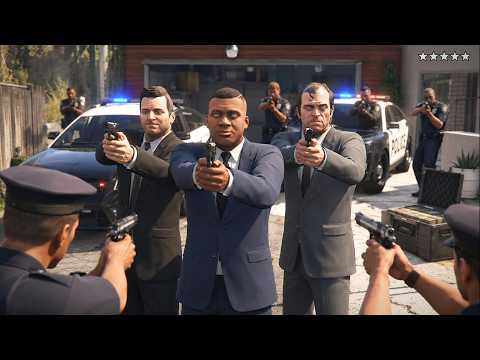 GTA 5 - "Michael Franklin Trevor" Five Star Cops And Ballas Battle!