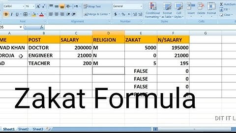 Zakat Formula in Ms Excel