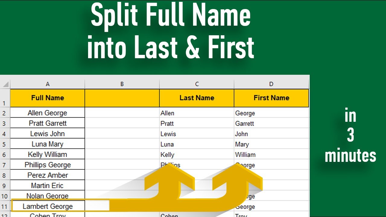Name split. First and last name.