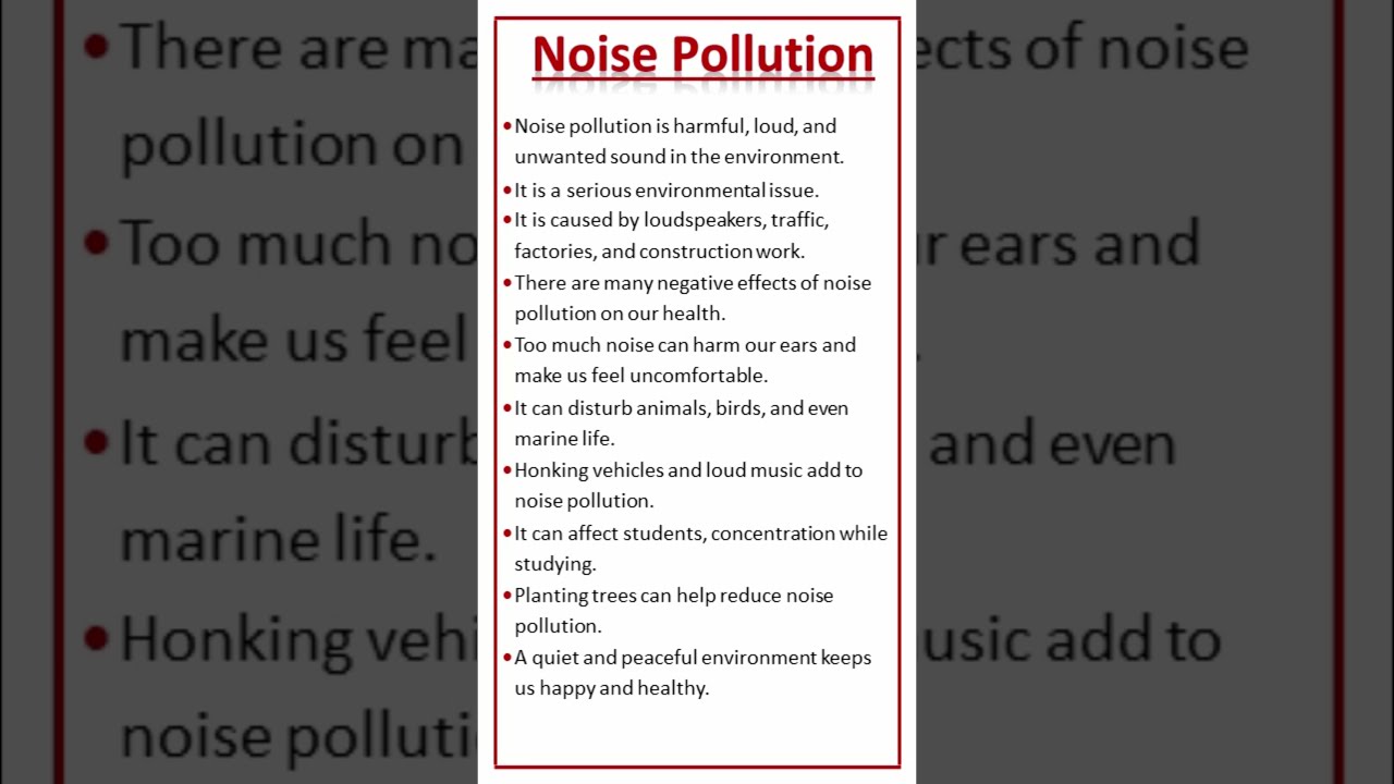 Essay On Noise Pollution Shorts Youtubeshorts Noisepollution Learnenglish Yt