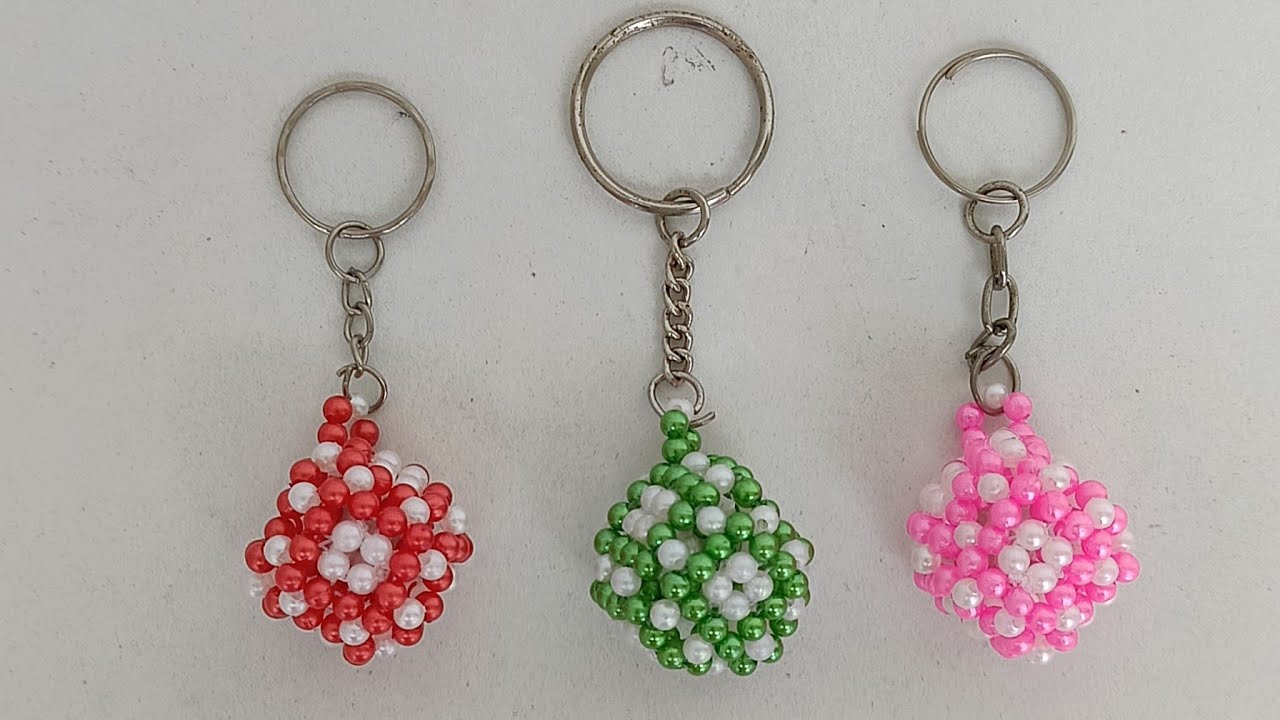 DIY How to Make a Keychain | Beaded Ball Keychain | Beaded Craft | Custom Keychains | Easy Keychain