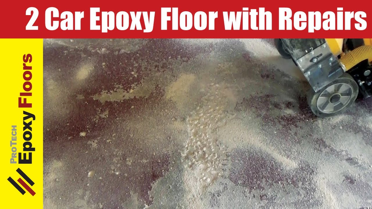 Epoxy Garage Floor with Baseboard and Repairs - YouTube