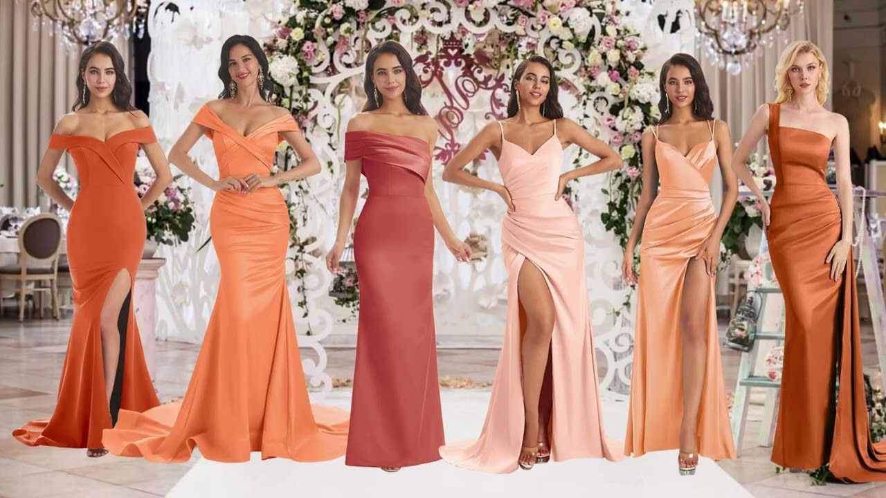 Orange Satin Bridesmaid Dresses Collection