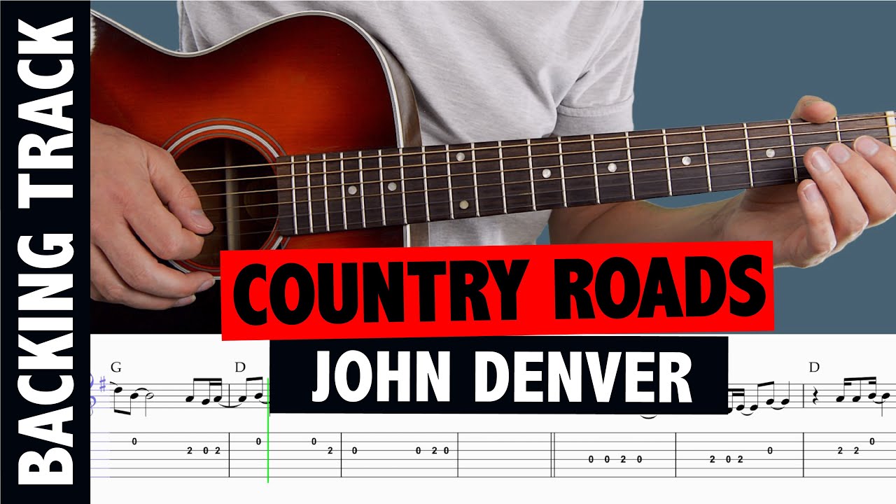 Take Me Home, Country Roads Guitar Tutorial (BACKING TRACK) YouTube