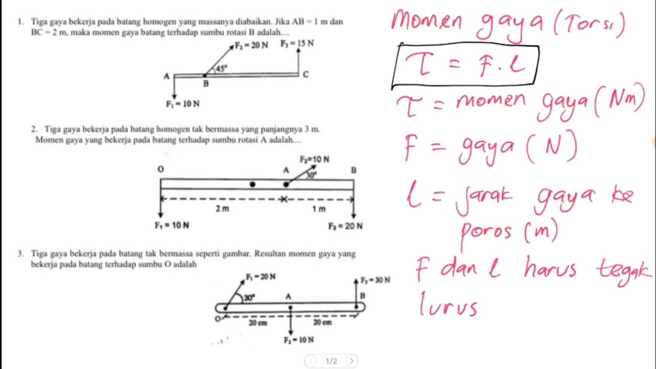 Tiga Contoh Soal Mencari Momen Gaya Atau Resultan Gaya Youtube 