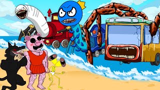 Mommy Train Eater x Rainbow Friends vs Piggy Muscular | Roblox Piggy Animation - GV Studio