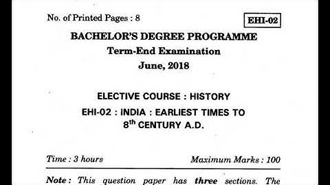 EHI-02 June, 2018 Question paper in English & Hindi