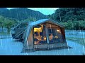 [RAIN CAR CAMPING]In the wind and rain like a typhoon|A house tent connected to a car|VanLife|ASMR28