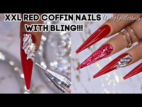 RoyGBiv nail library on Tumblr: Image tagged with riyathai87, red, holiday  bling