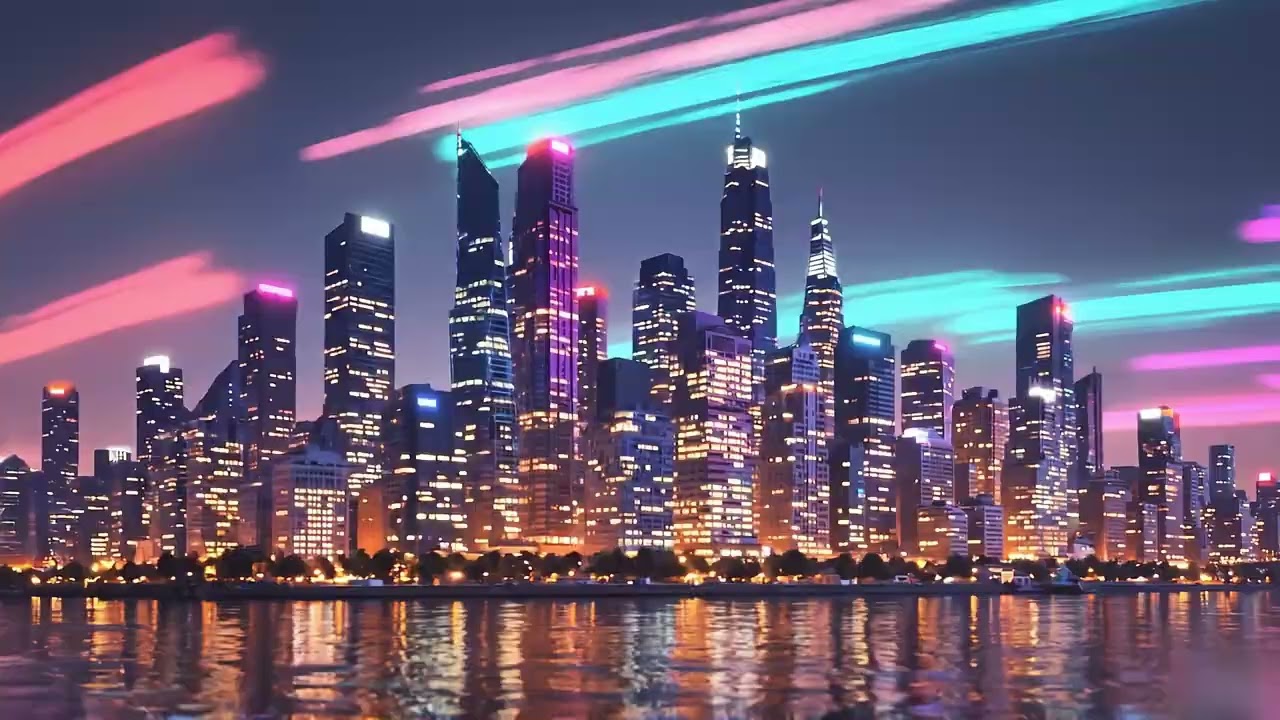 AI Visual Led Thành phố hiện đại AI music cho sự kiện | Saigon Abstract City Background Loop