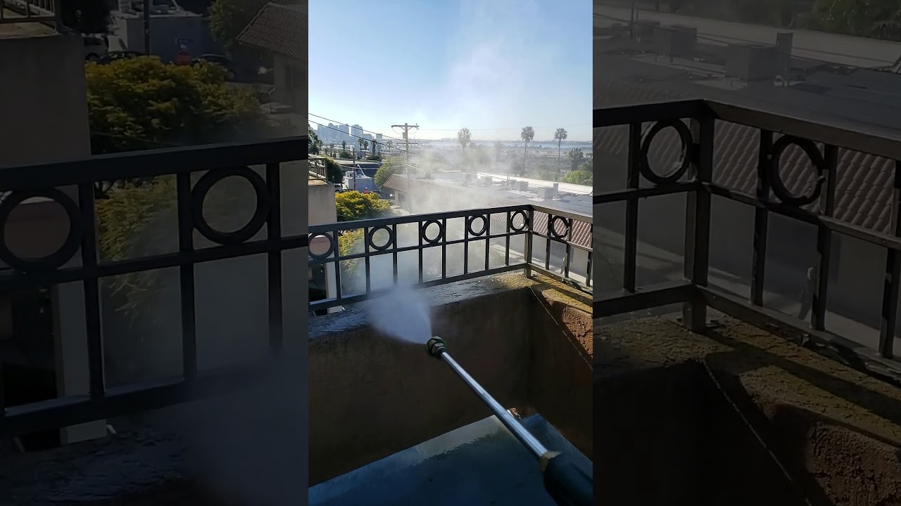 High Pressure Sprayer Power Wash Balcony Cleaning Demonstration