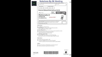 Edexcel - iGCSE - Mathematics A - January 2022 - Paper 2FR - Solutions By Mr Harding