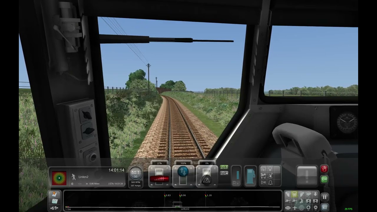 Simulated train journey from Haverhill to Shelford on the Stour Valley railway.