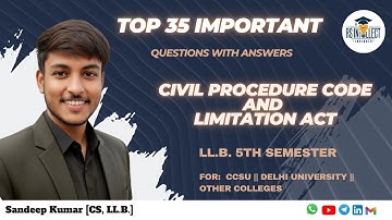 Top 35 Important Questions | Civil Procedure Code & Limitation Act | LL.B. 5th Semester | CCSU | DU